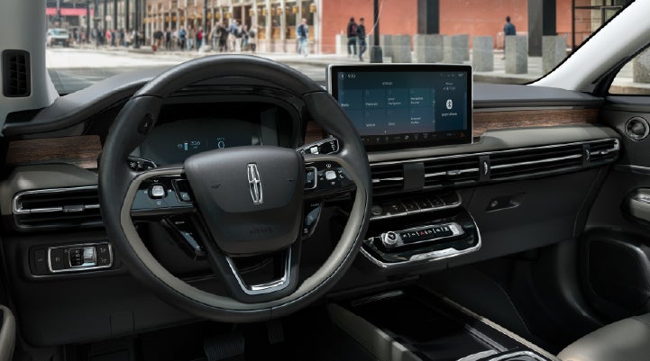 The center display of the 2026 Lincoln Corsair® SUV is showcased with its SYNC® 4 capabilities highlighted. | Lincoln of Troy in Troy MI