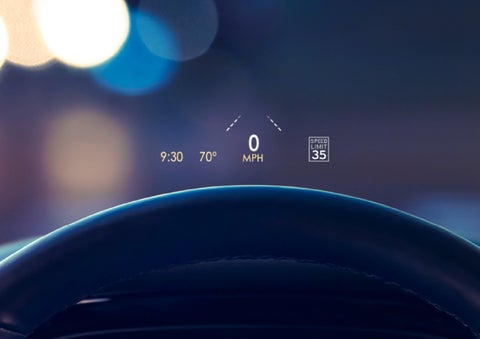 Useful driver information is being projected in front of the steering wheel on the windshield via the available head-up display. | Lincoln of Troy in Troy MI