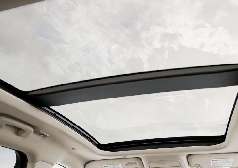 The available panoramic Vista Roof® is shown from inside a 2026 Lincoln Corsair® SUV | Lincoln of Troy in Troy MI