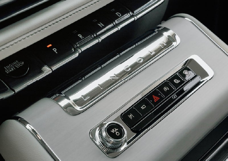 The piano key gear selector of a 2027 Lincoln Aviator® Back Label™ SUV. | Lincoln of Troy in Troy MI