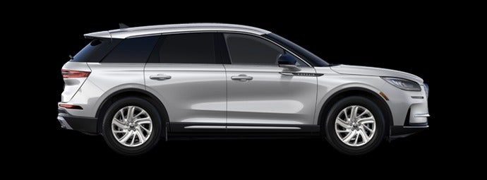 The passenger side of a Lincoln Corsair® SUV is shown in the Ceramic Pearl extra-cost exteriorpaint option.