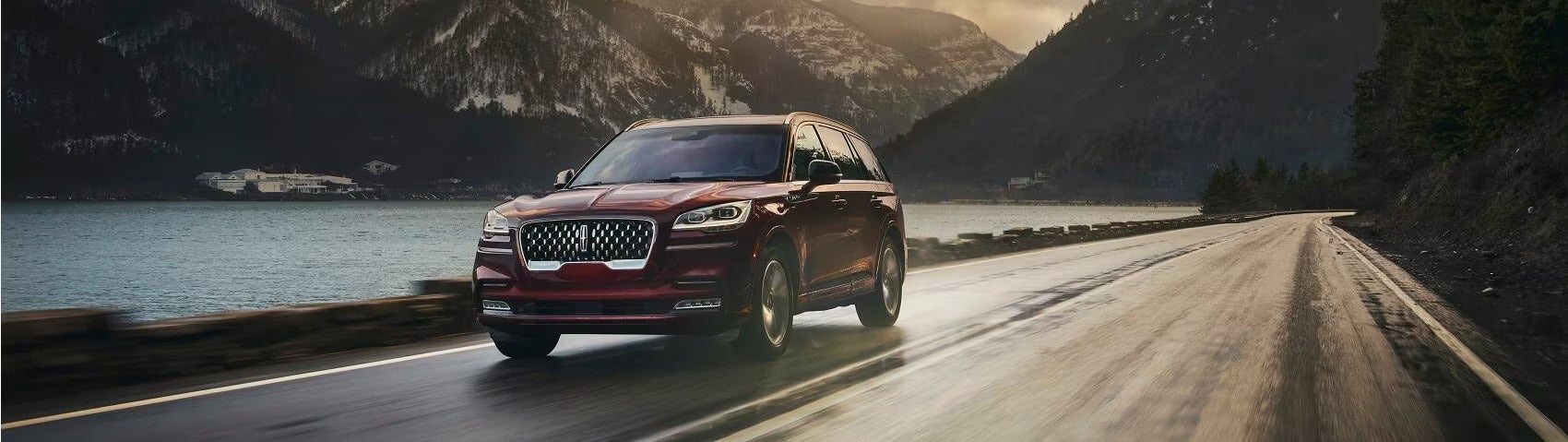 Lincoln Aviator on Road in Red